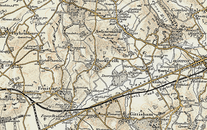 Old map of Buckerell in 1898-1900