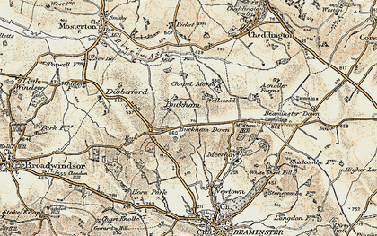Old map of Buckham Down in 1898-1899