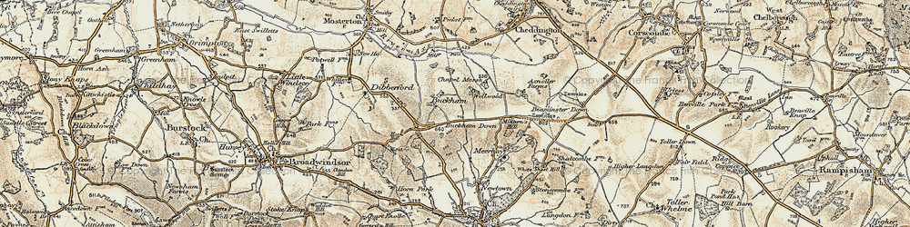 Old map of Buckham Down in 1898-1899