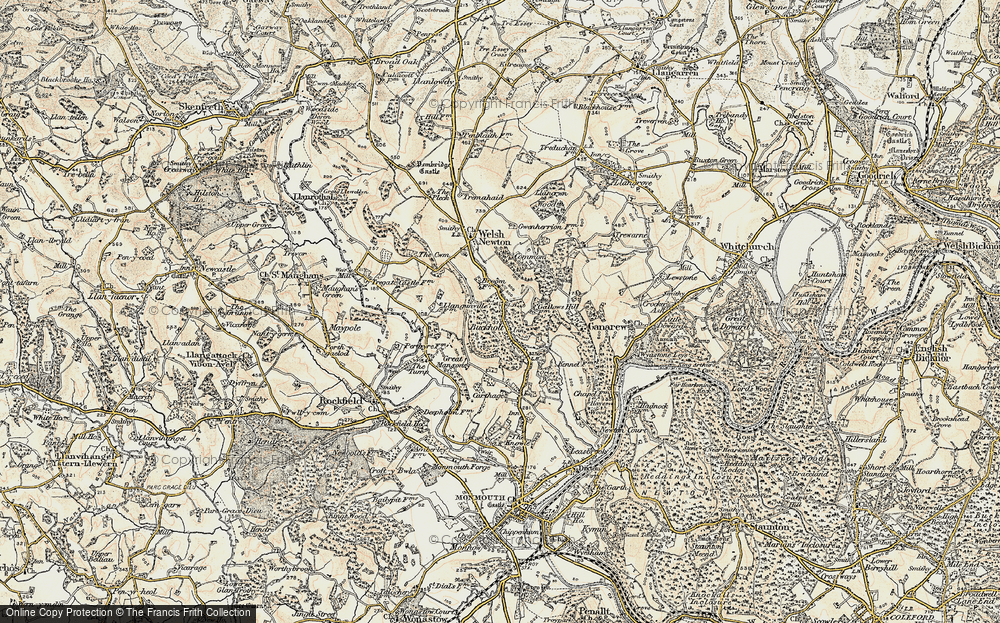 Old Map of Historic Map covering Buckholt Wood in 1899-1900