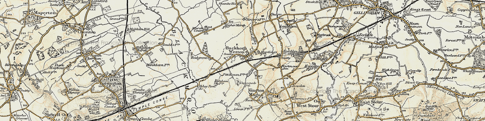Old map of Buckhorn Weston in 1897-1909