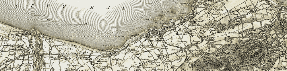 Old map of Buckie in 1910