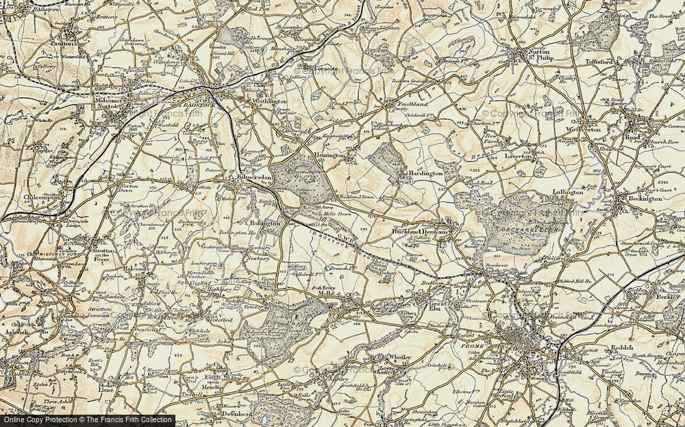 Old Map of Historic Map covering Ammerdown Ho in 1898-1899