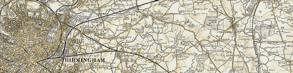 Old map of Buckland End in 1901-1902