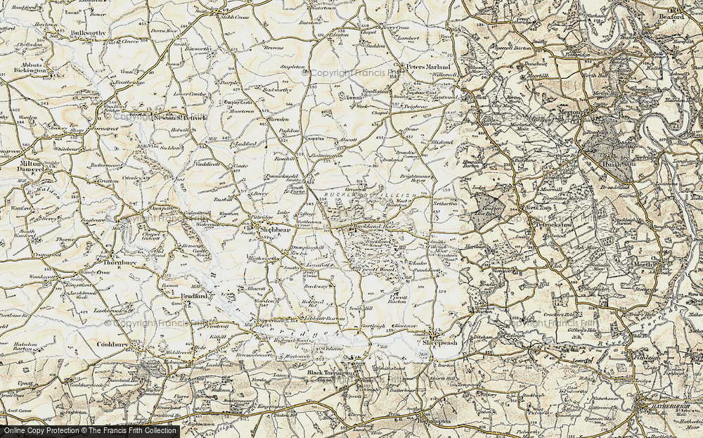 Old Map of Historic Map covering Brightmans Hayes in 1900