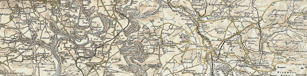 Old map of Buckland Monachorum in 1899-1900