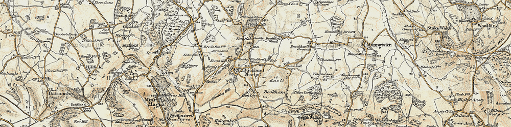 Old map of Buckland Newton in 1899
