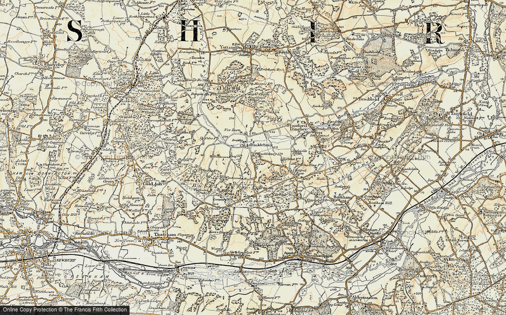 Old Map of Historic Map covering Bucklebury Farm Park in 1897-1900