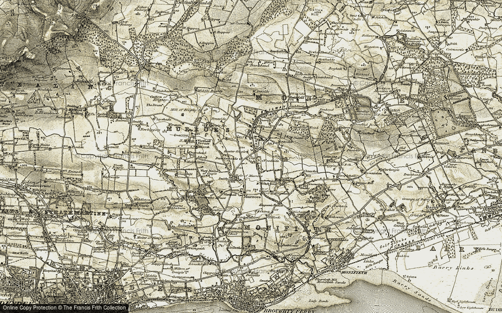 Old Map of Bucklerheads, 1907-1908 in 1907-1908