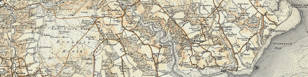 Old map of Bucklers Hard in 1897-1909