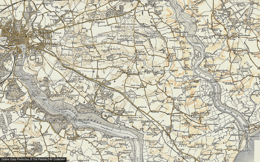 Old Map of Historic Map covering Levington Heath in 1898-1901