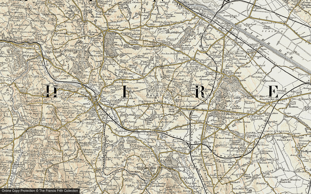 Old Map of Historic Map covering Buckley Mountain in 1902-1903