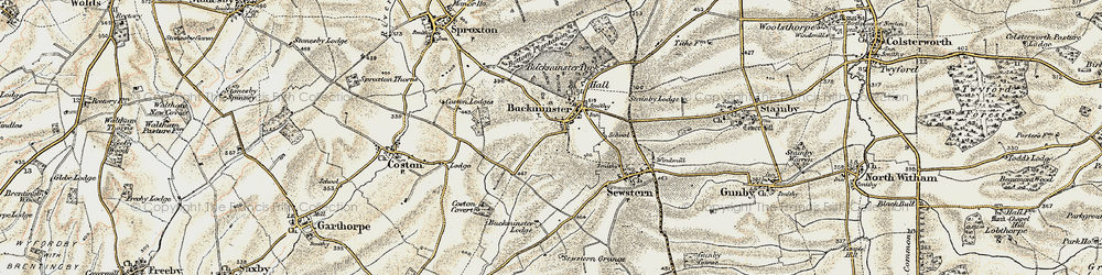 Old map of Buckminster in 1901-1903