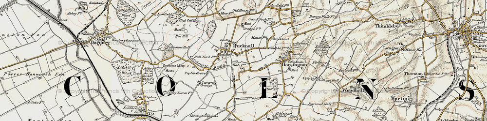 Old map of Burreth Village in 1902-1903
