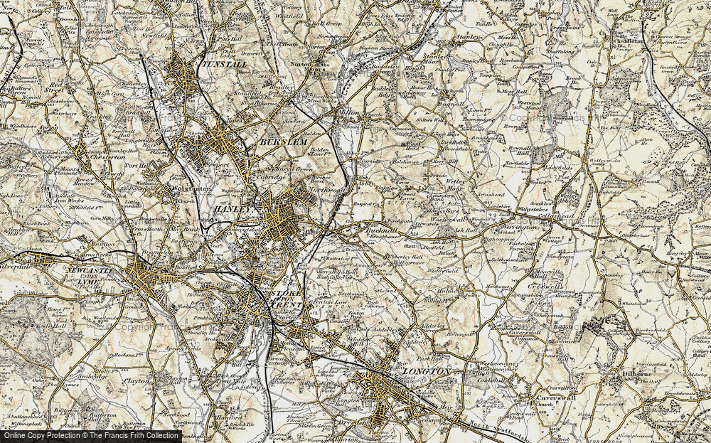 Old Map of Bucknall, 1902 in 1902