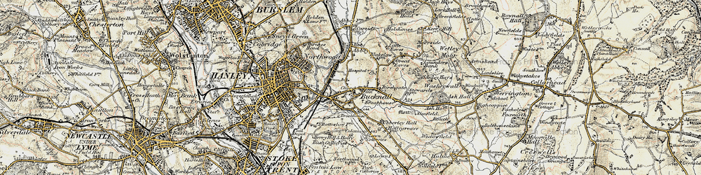 Old map of Bucknall in 1902