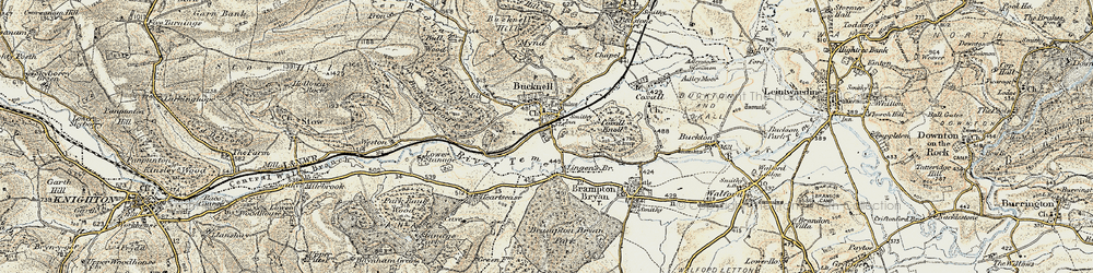 Old map of Brampton Bryan Park in 1901-1903
