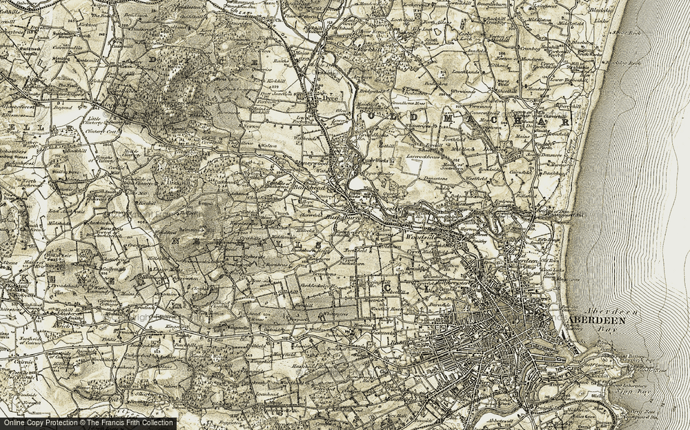 Old Map of Bucksburn, 1909 in 1909