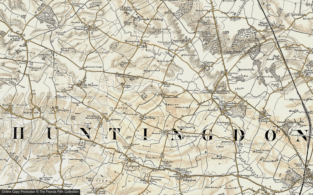 Old Map of Historic Map covering Buckworth Wood in 1901