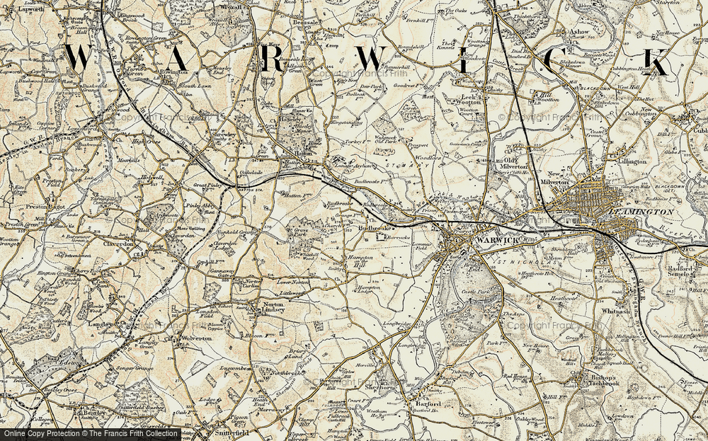 Old Map of Historic Map covering Budbrooke Village in 1899-1902