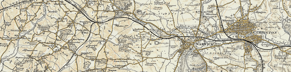 Old map of Budbrooke Village in 1899-1902