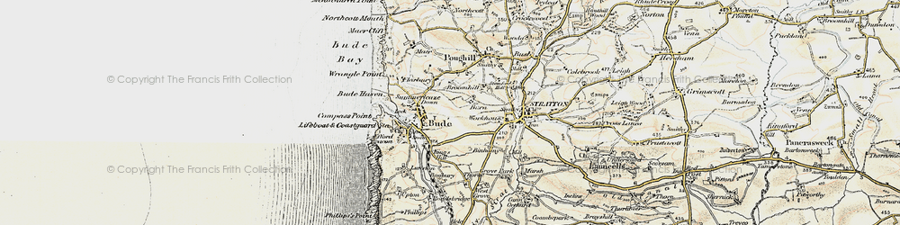 Old map of Burn in 1900