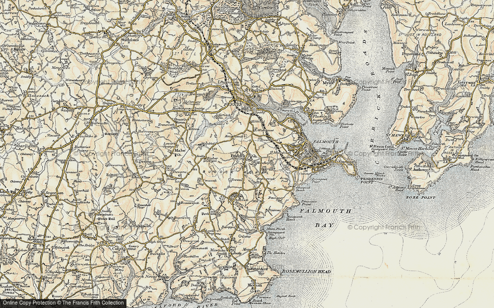 Old Map of Historic Map covering Kergilliack in 1900