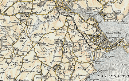 Old map of Budock Water in 1900
