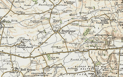 Old map of Bugthorpe Beck in 1903-1904