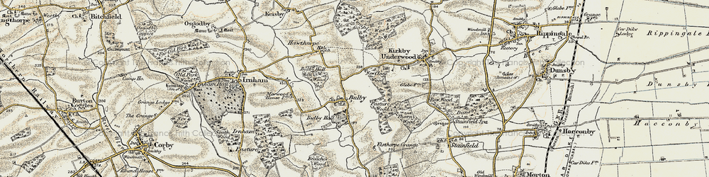 Old map of Bulby in 1902-1903