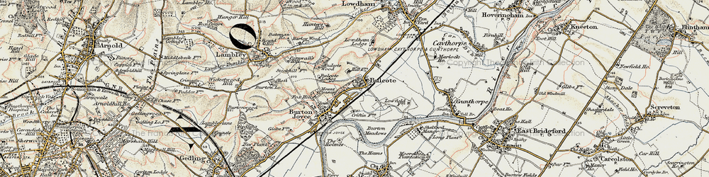Old map of Bulcote in 1902-1903