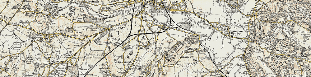 Old map of Bullinghope in 1899-1901