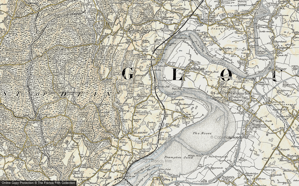 Old Map of Historic Map covering Bullo Pill in 1899-1900