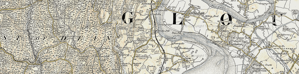 Old map of Bullo Pill in 1899-1900