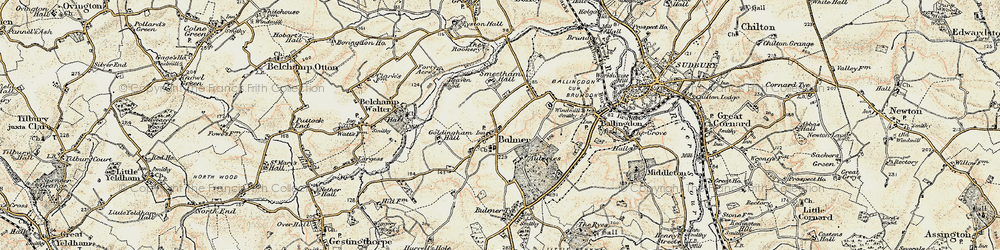 Old map of Belchamp Brook in 1898-1901