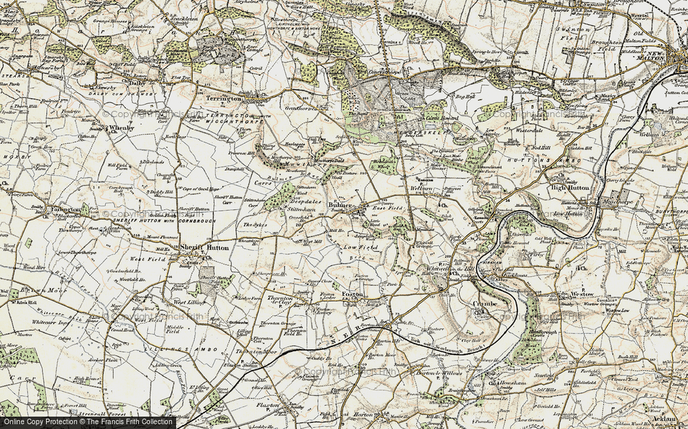 Old Map of Historic Map covering Bulmer Beck in 1903