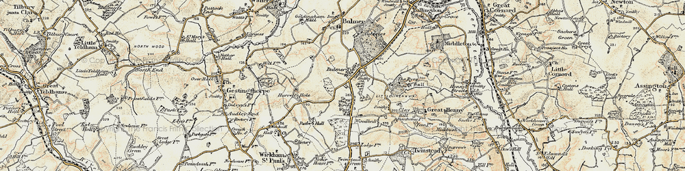 Old map of Bulmer Tye in 1898-1901