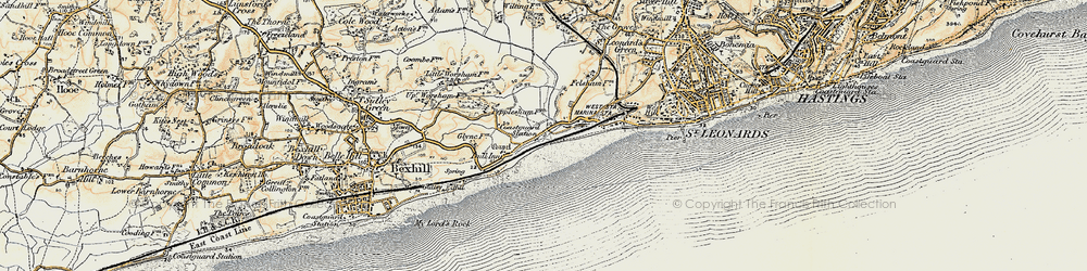 Old map of Bulverhythe in 1898