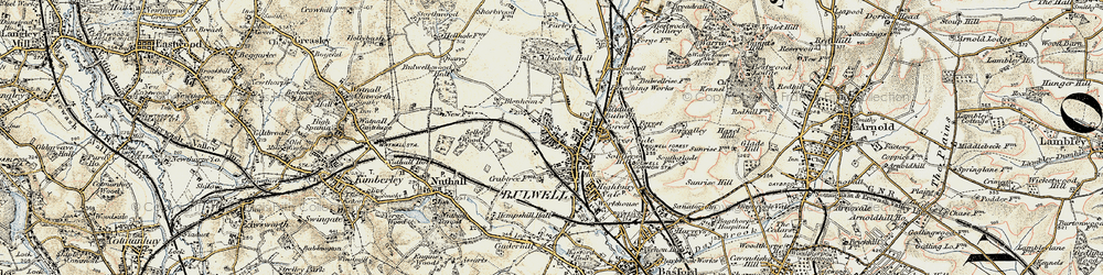 Old map of Bulwell in 1902-1903