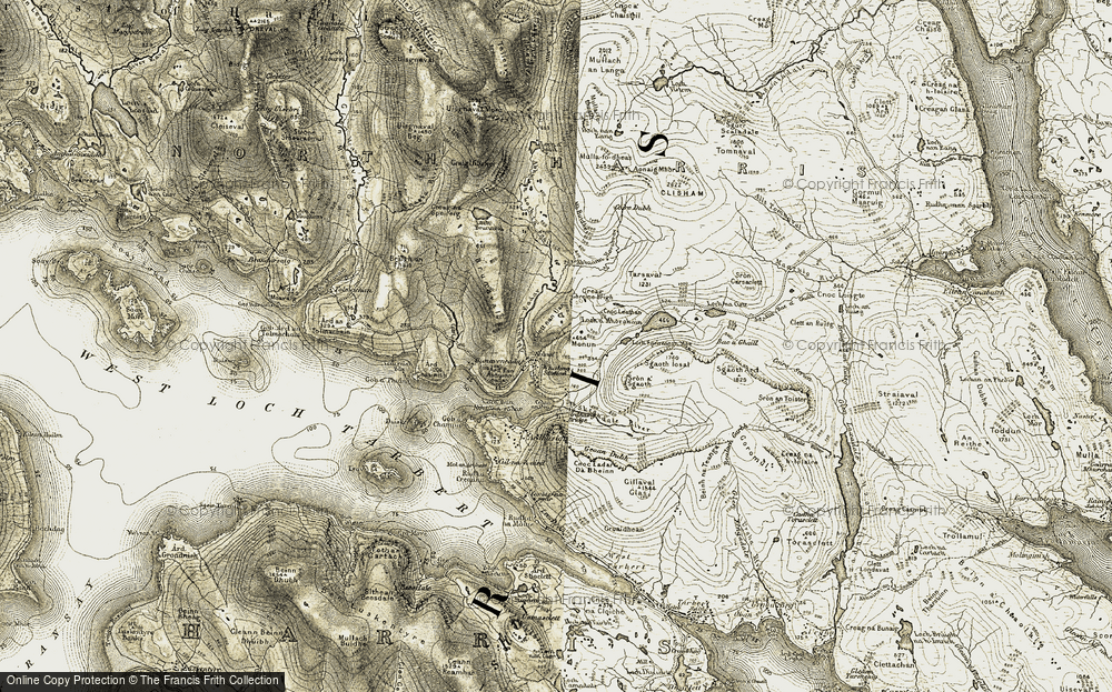 Old Map of Bun Abhainn Eadarra, 1908-1911 in 1908-1911