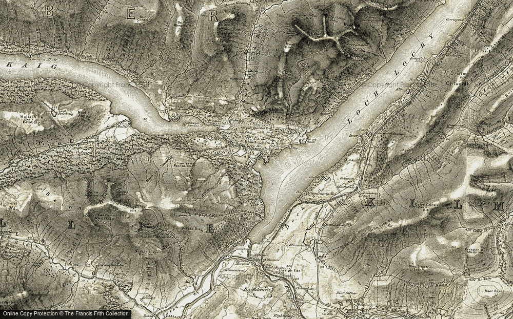 Old Map of Bunarkaig, 1908 in 1908