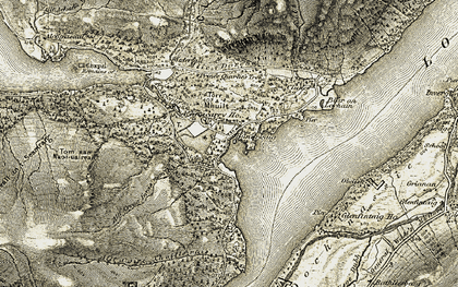Old map of Bunarkaig in 1908