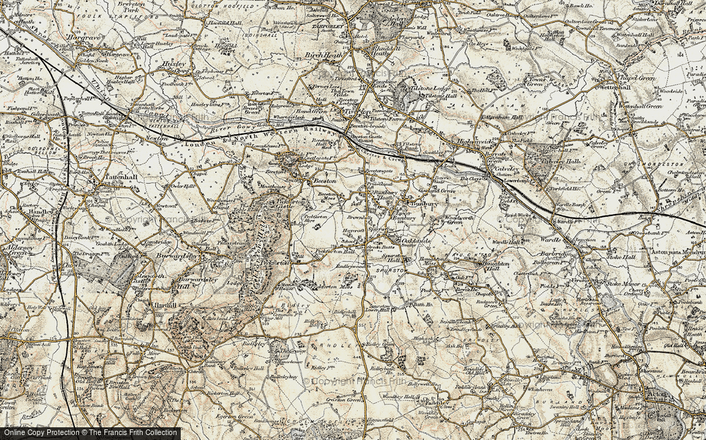 Old Map of Historic Map covering Beeston Moss in 1902-1903