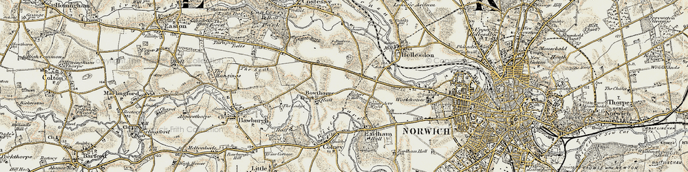 Old map of Bunker's Hill in 1901-1902