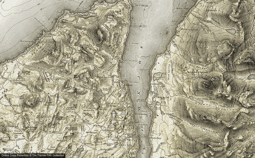 Old Map of Historic Map covering Abhainn Araig in 1905-1907