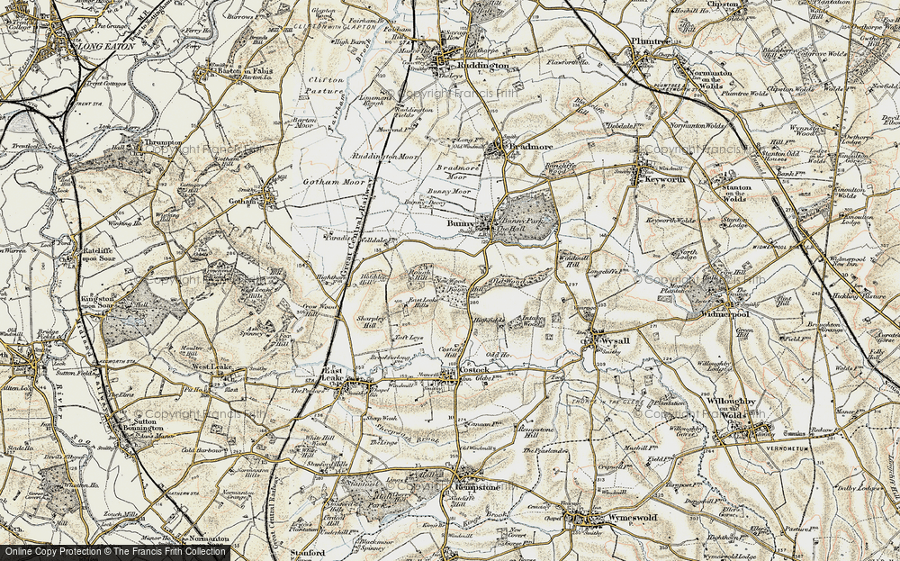 Old Map of Historic Map covering Costock Hill in 1902-1903