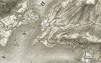 Old map of Abhainn Righ in 1906-1908