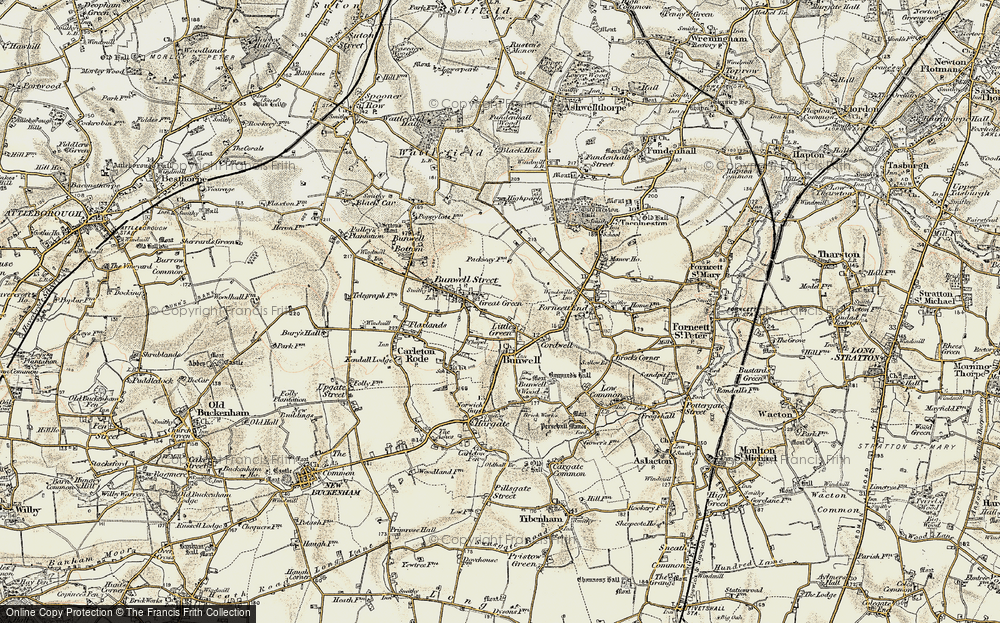 Old Map of Bunwell, 1901-1902 in 1901-1902