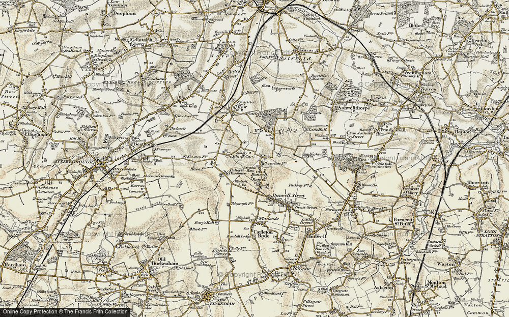 Old Map of Bunwell Bottom, 1901-1902 in 1901-1902