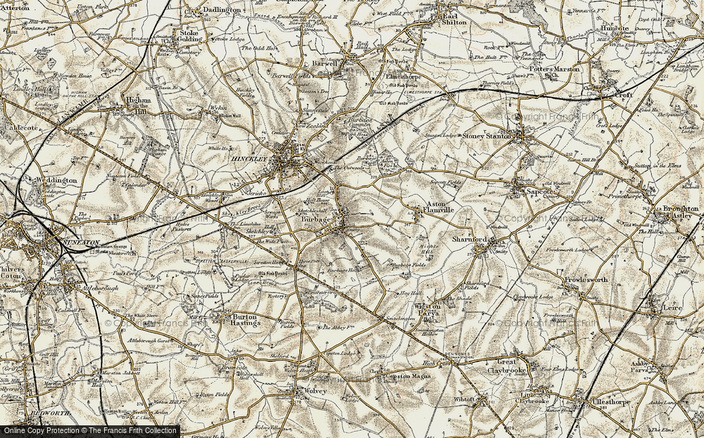 Old Map of Historic Map covering Burbage Ho in 1901-1902